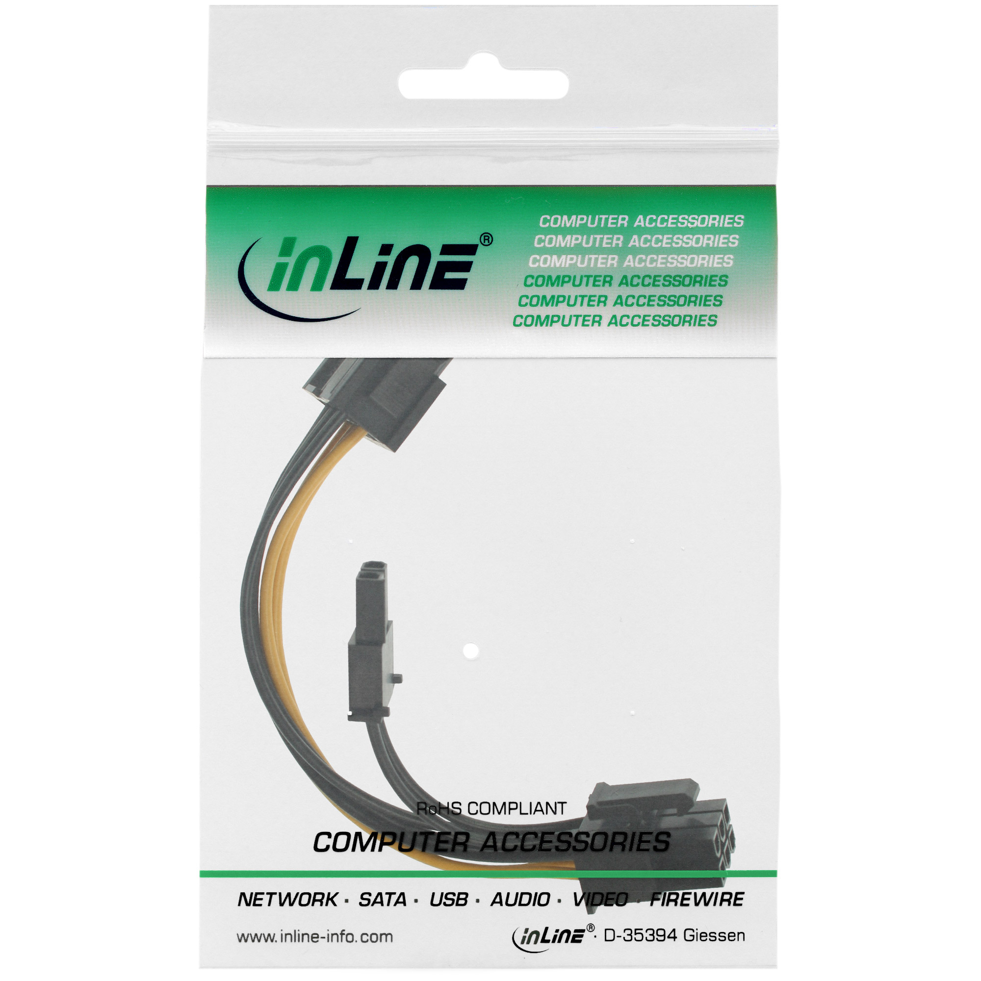 Inline® Stromadapter intern, 6pol zu 8pol für PCIe (PCI-Express) Grafikkarten