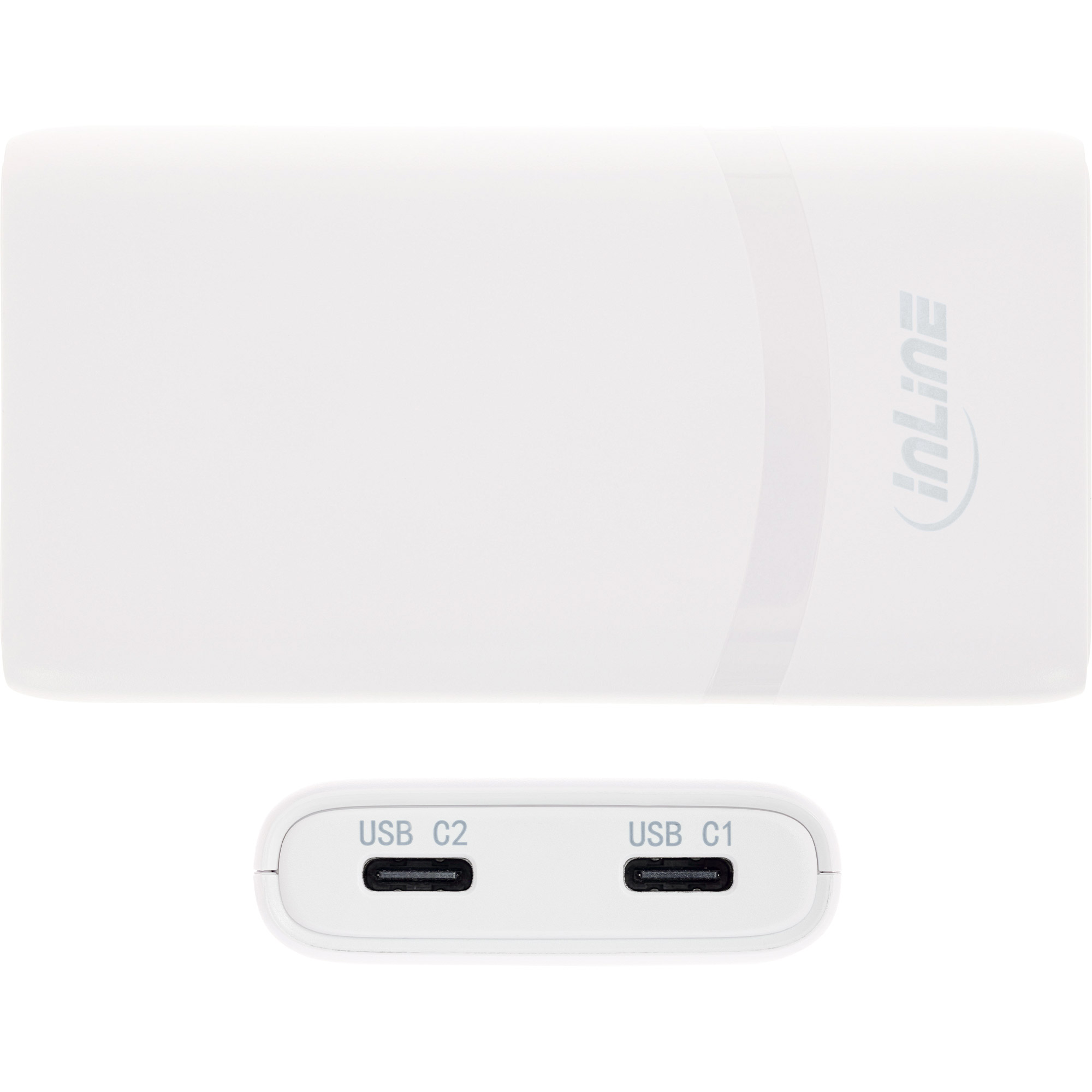 InLine® USB Reise-Netzteil Ladegerät, Dual USB-C, PD, PPS, 65W, flach, weiß
