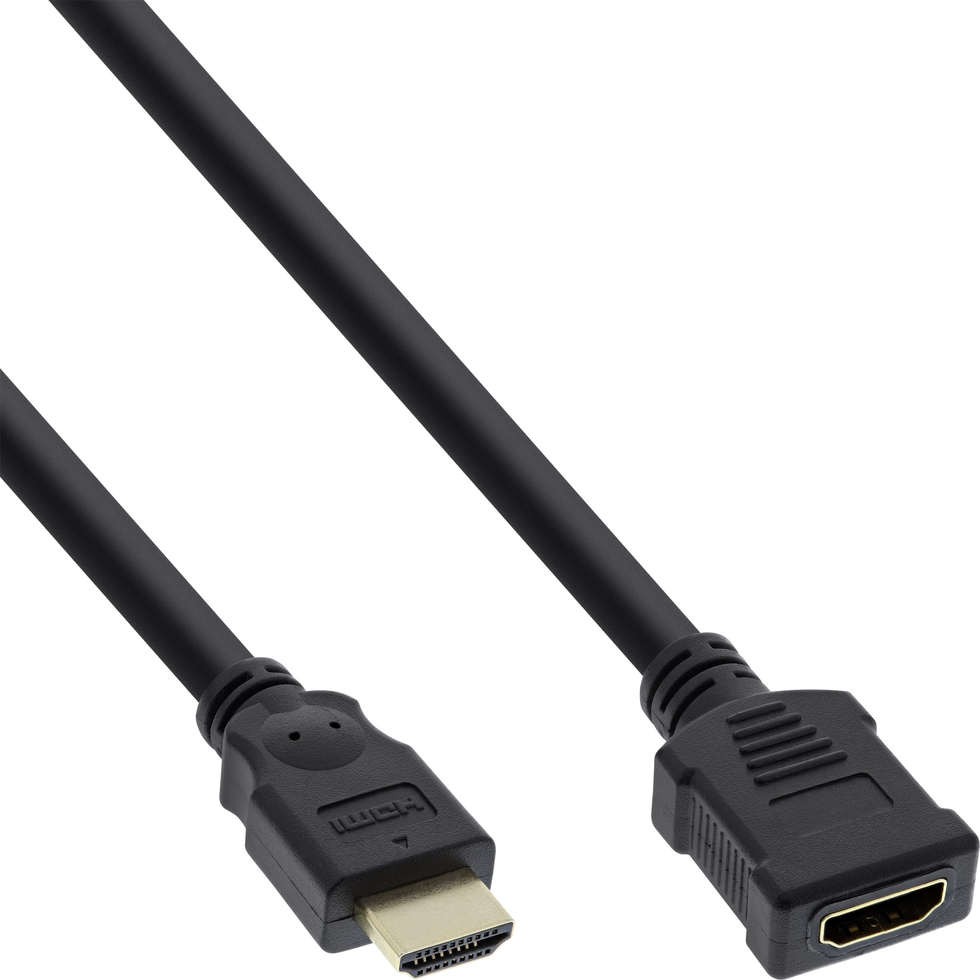 Inline® HDMI Verl., HDMI-High Speed, ST / BU, schwarz, vergoldete Kontakte, 3m
