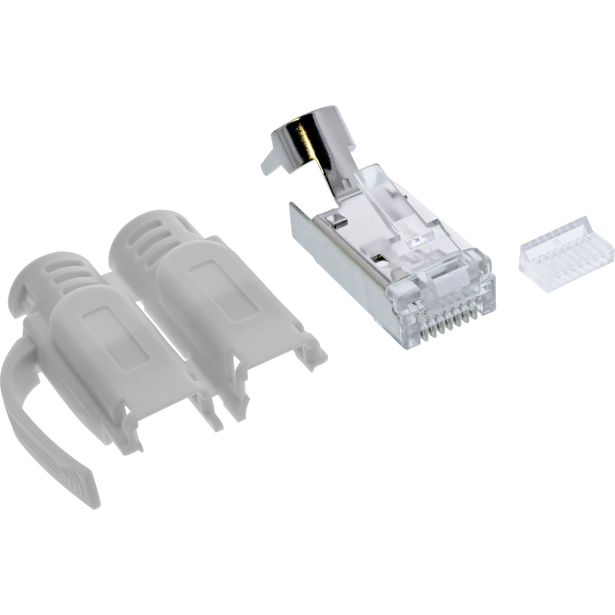 10x Inline® Crimpstecker Cat.6A RJ45 geschirmt, 3-teilig grau