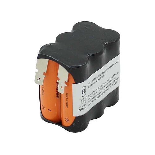 Notleuchtenakku NiMH 7,2V 2100mAh F2x3 A mit Faston-Anschluss Notleuchtenakku NiMH 7,2V 2100mAh F2x3 A mit Faston-Anschluss