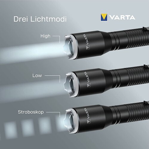 Varta Aluminium Light F20 Pro Taschenlampe 16607 - inkl. Batterien