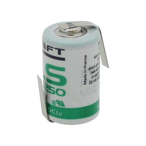 Saft Lithium LS14250 1/2AA 3,6V mit Lötfahnen Z-Form Saft Lithium LS14250 1/2AA 3,6V mit Lötfahnen Z-Form