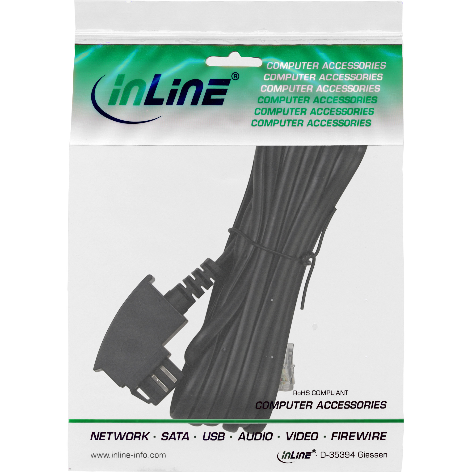 Inline® TAE-N Anschlusskabel, TAE-N zu RJ11 (6P4C), 3m