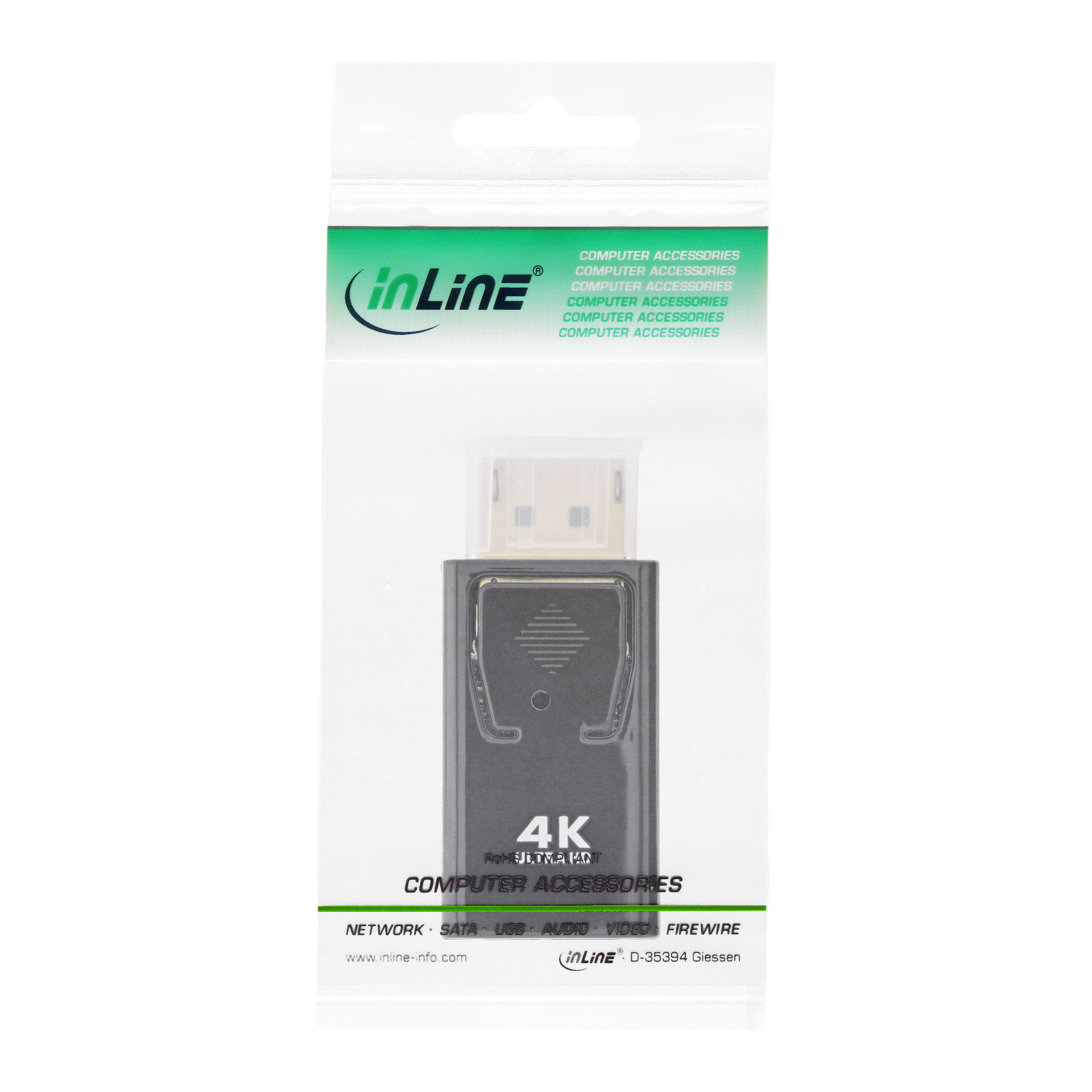 Inline® Konverter DisplayPort Stecker auf HDMI Buchse, 4K/60Hz, mit Audio