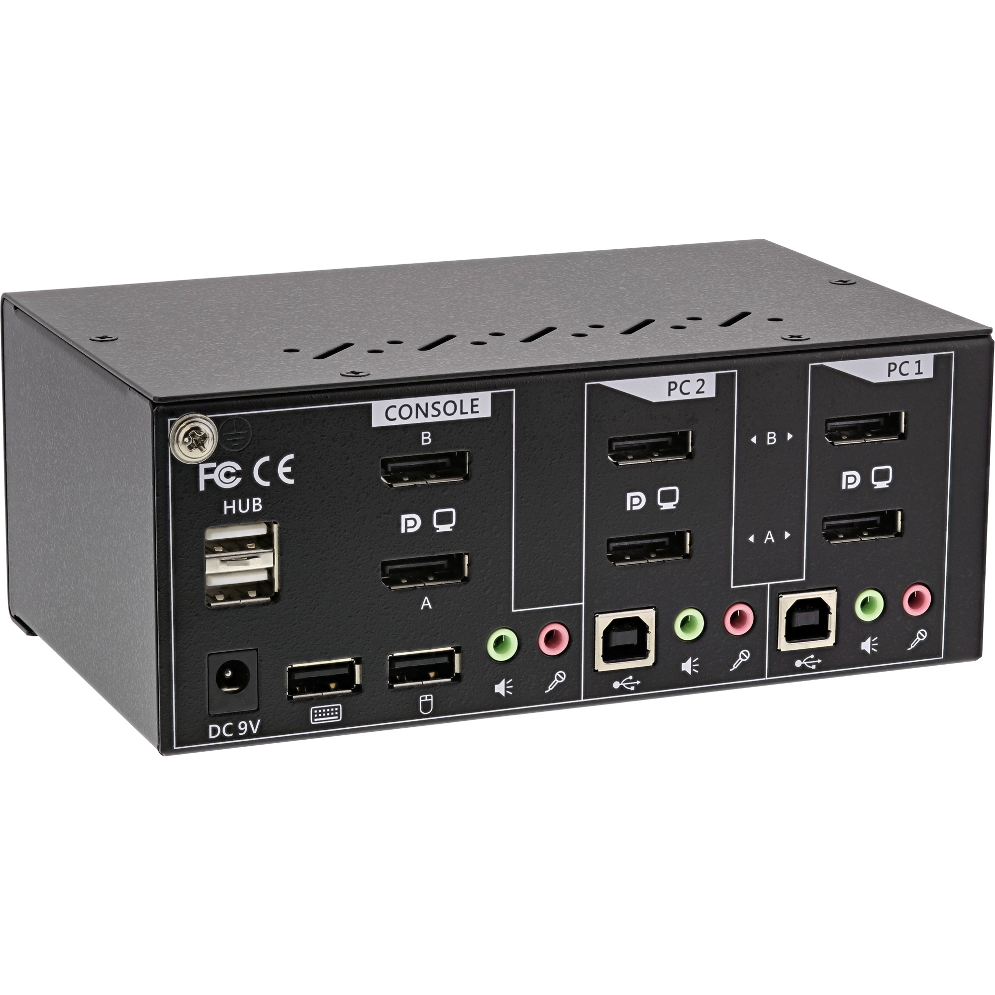 Inline® KVM Desktop Switch, 2x, Dual-Monitor DisplayPort 1.2, 4K, USB 2.0, Audio