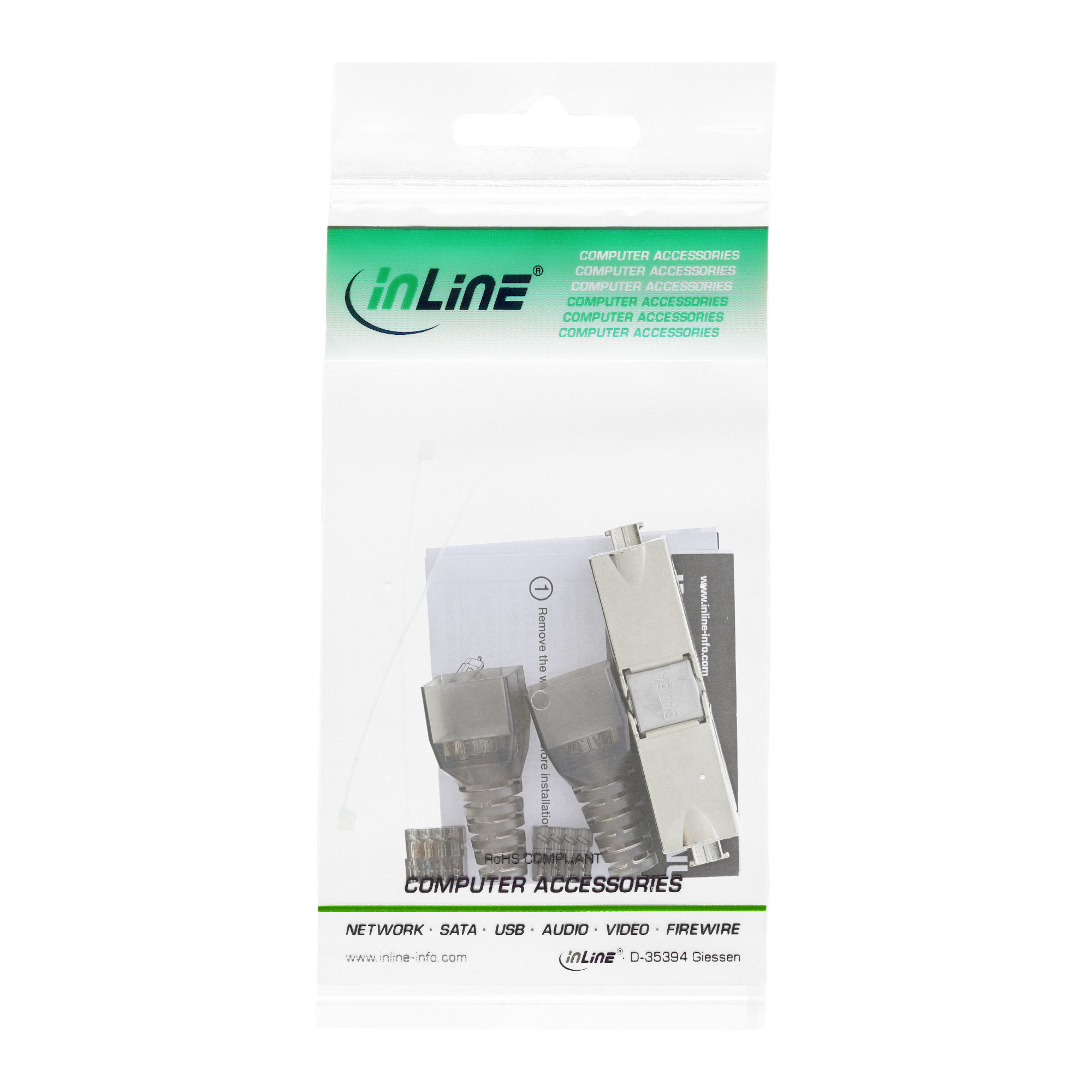 Inline® Kabelverbinder Cat.6A, geschirmt, schmale Ausführung
