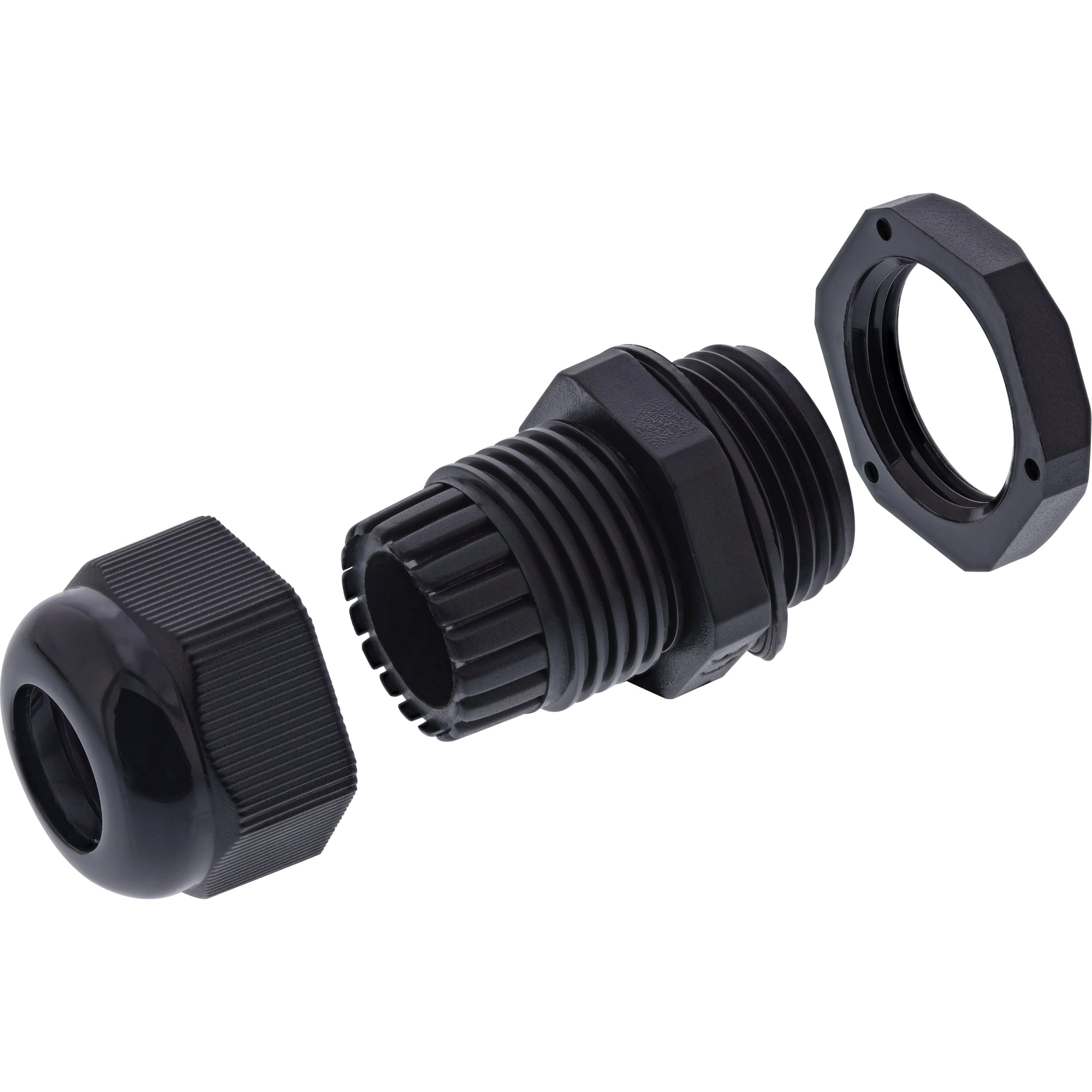 Inline® Kabeldurchführung PG 7 Nylon IP68 3,5-6mm, schwarz, 10 Stück
