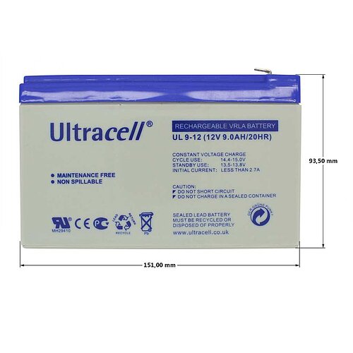 Ultracell UL9-12 12V 9Ah 6,3mm Faston