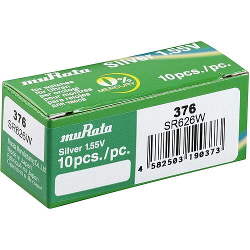 10x SR626W SR66 376 Silberoxid Batterie Murata ex Sony 1,55 V