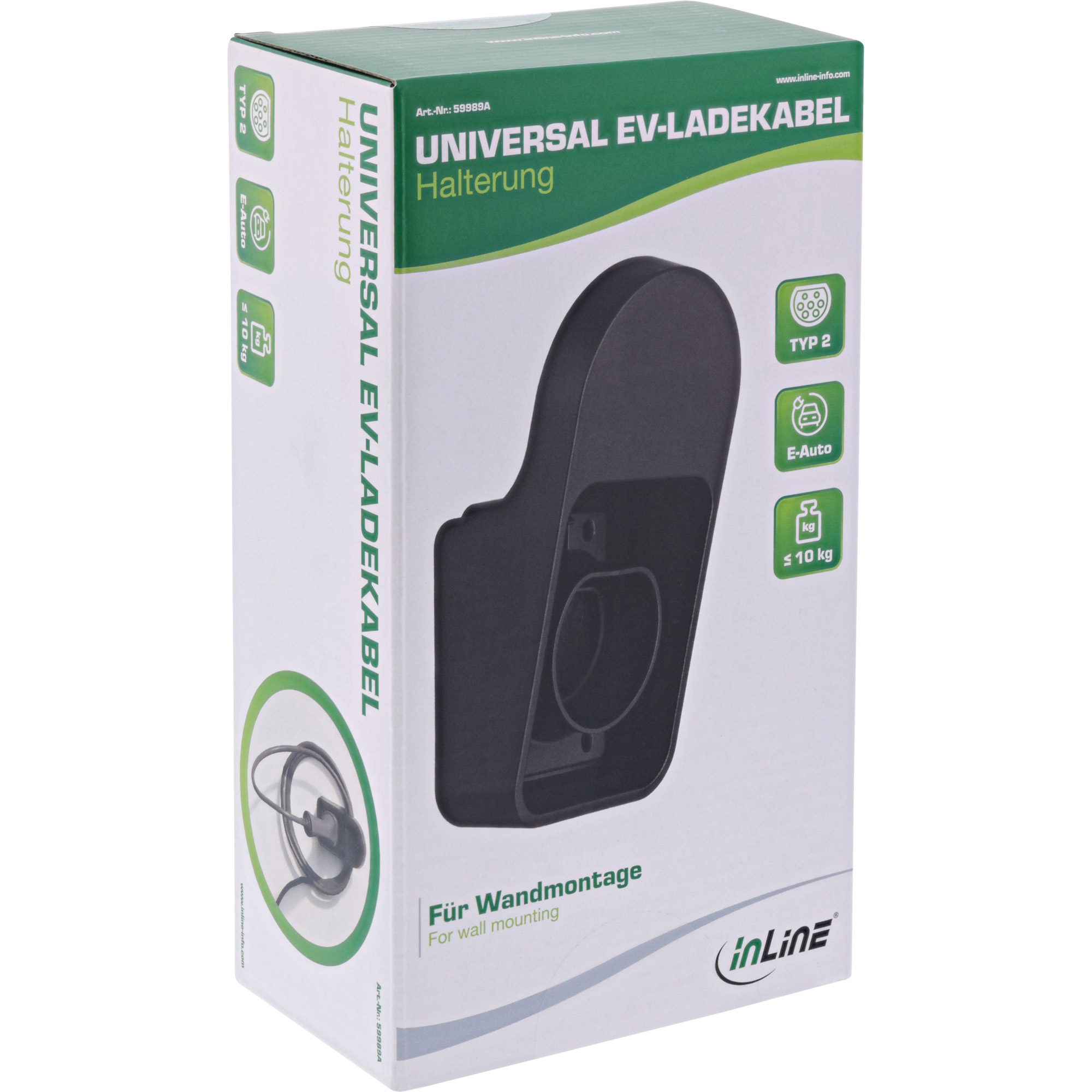 Inline® Universal EV-Ladekabel Halterung, schwarz