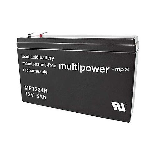 Multipower MP1224H AGM 12 V 6,0 Ah - 6,3mm Faston