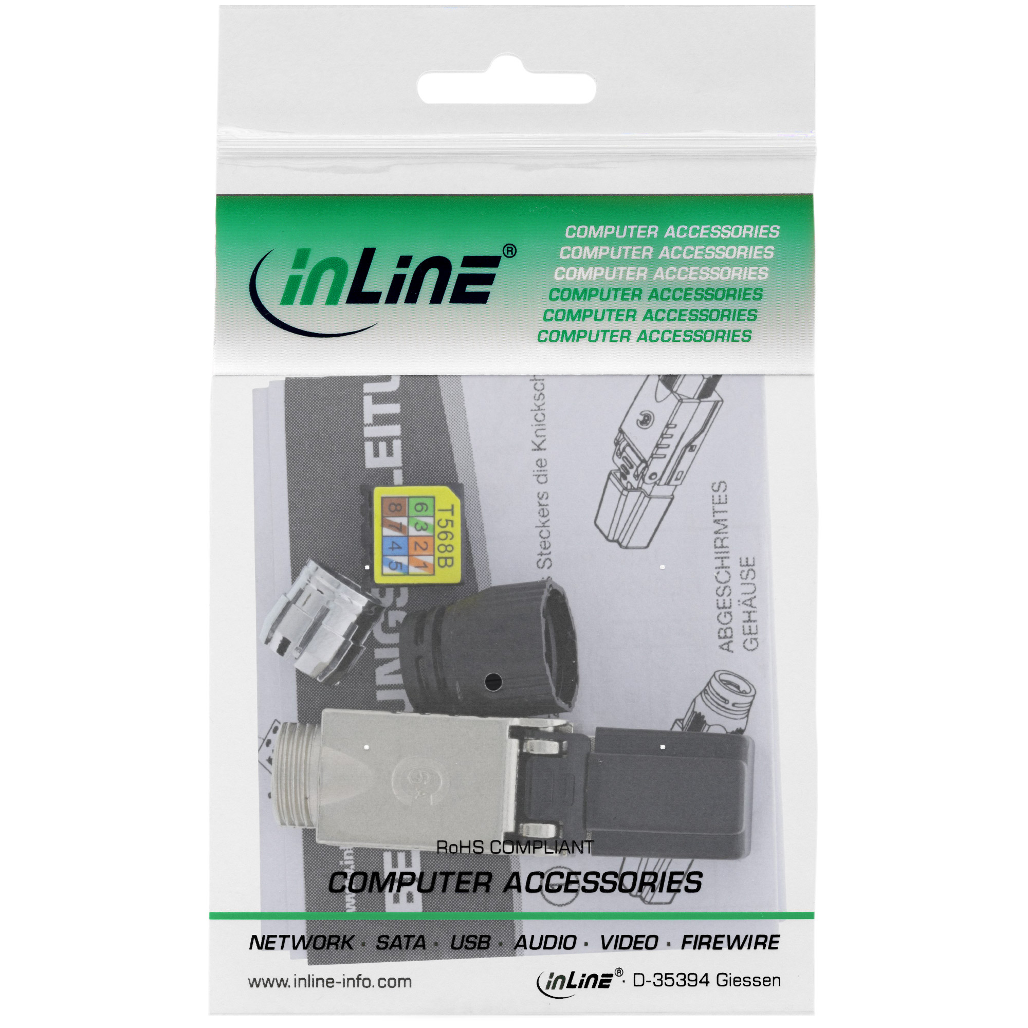 Inline® RJ45 Stecker Cat.6A 500MHz, feldkonfektionierbar, geschirmt, Schraubv.