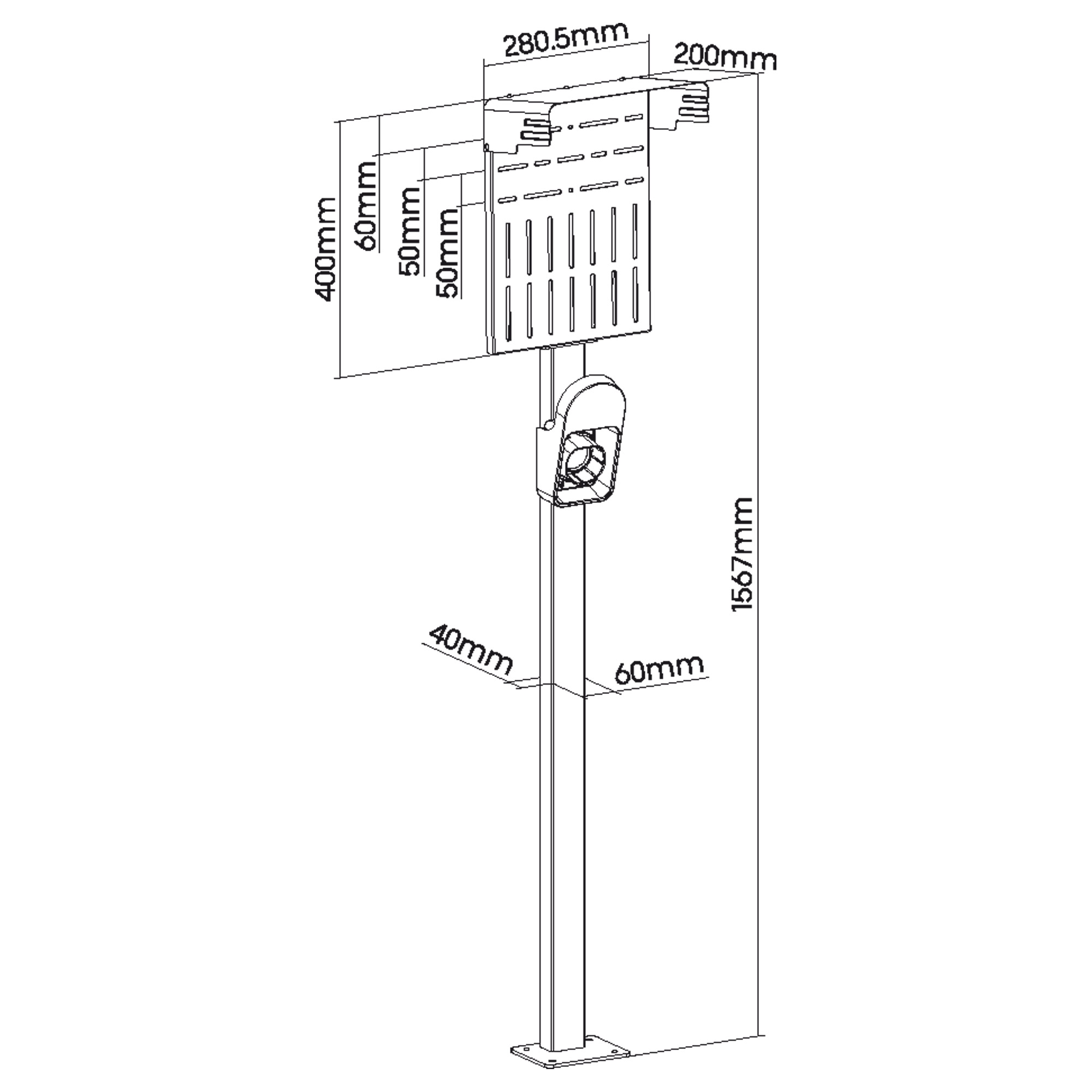Inline® Universal Wallbox-Standfuß mit EV-Ladekabel Halterung, schwarz