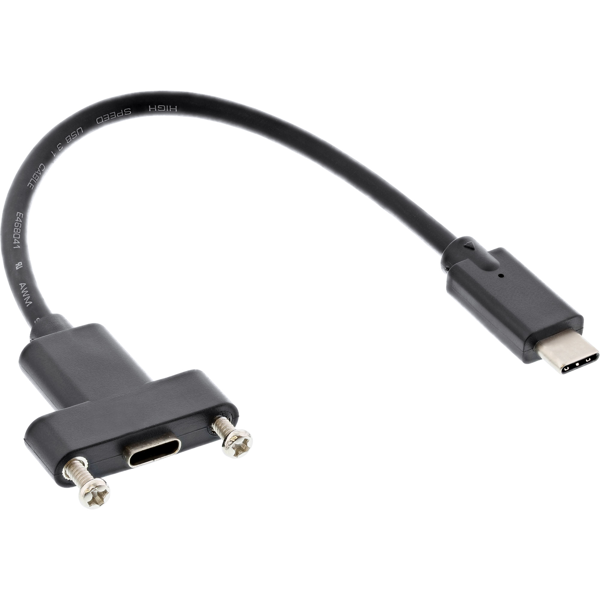 Inline® USB 3.2 Gen.2 Adapterkabel, Stecker C auf Einbaubuchse C, 0,20m