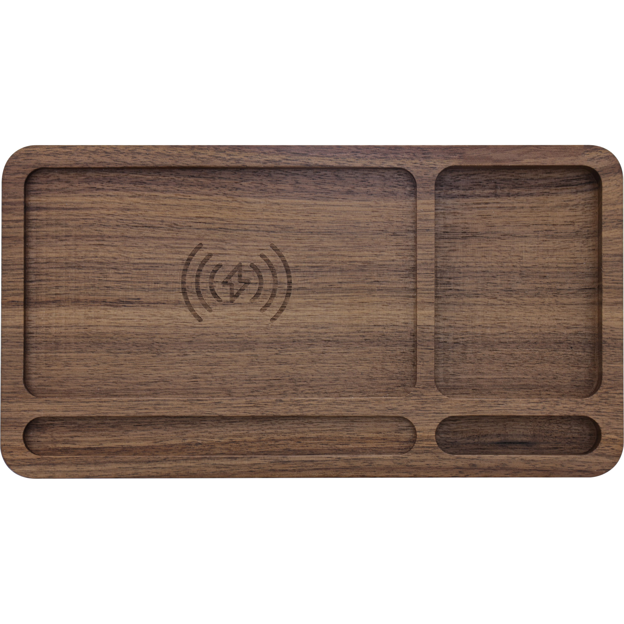 InLine® WoodCharge Organizer mit integrierter Qi-Ladefläche aus Walnuß-Holz