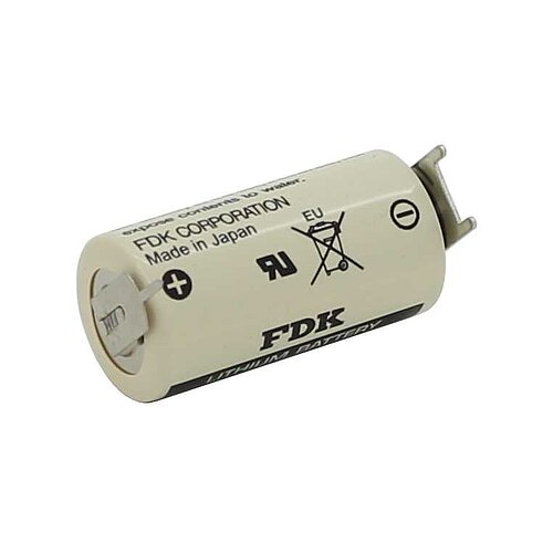 FDK / Sanyo Lithium CR17335SE 2/3A 3V mit Printanschluß +-- 7,6mm Rastermaß FDK / Sanyo Lithium CR17335SE 2/3A 3V mit Printanschluß +-- 7,6mm Rastermaß