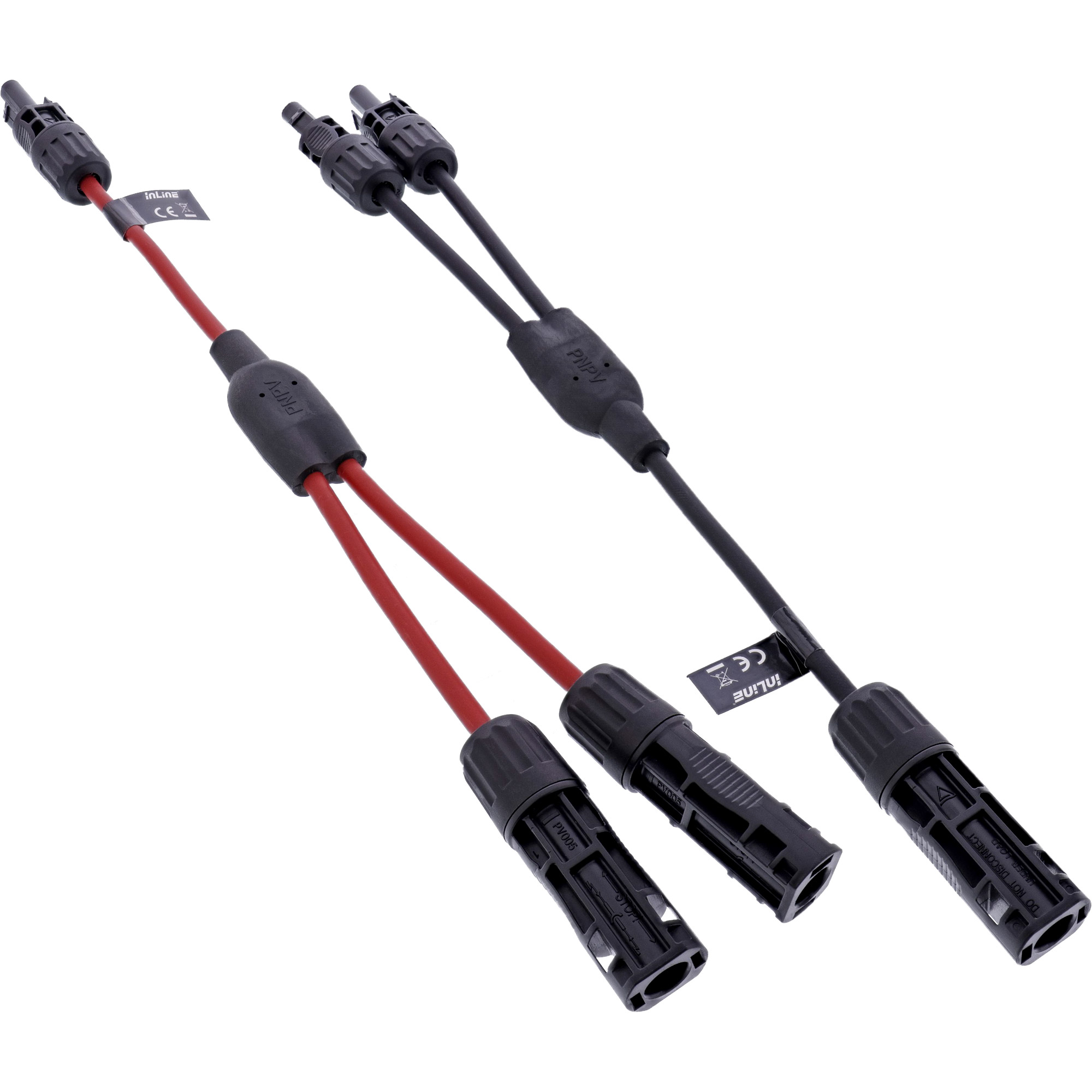 0.36m - InLine® Solarkabel 2-fach Verteiler-Set schwarz/rot