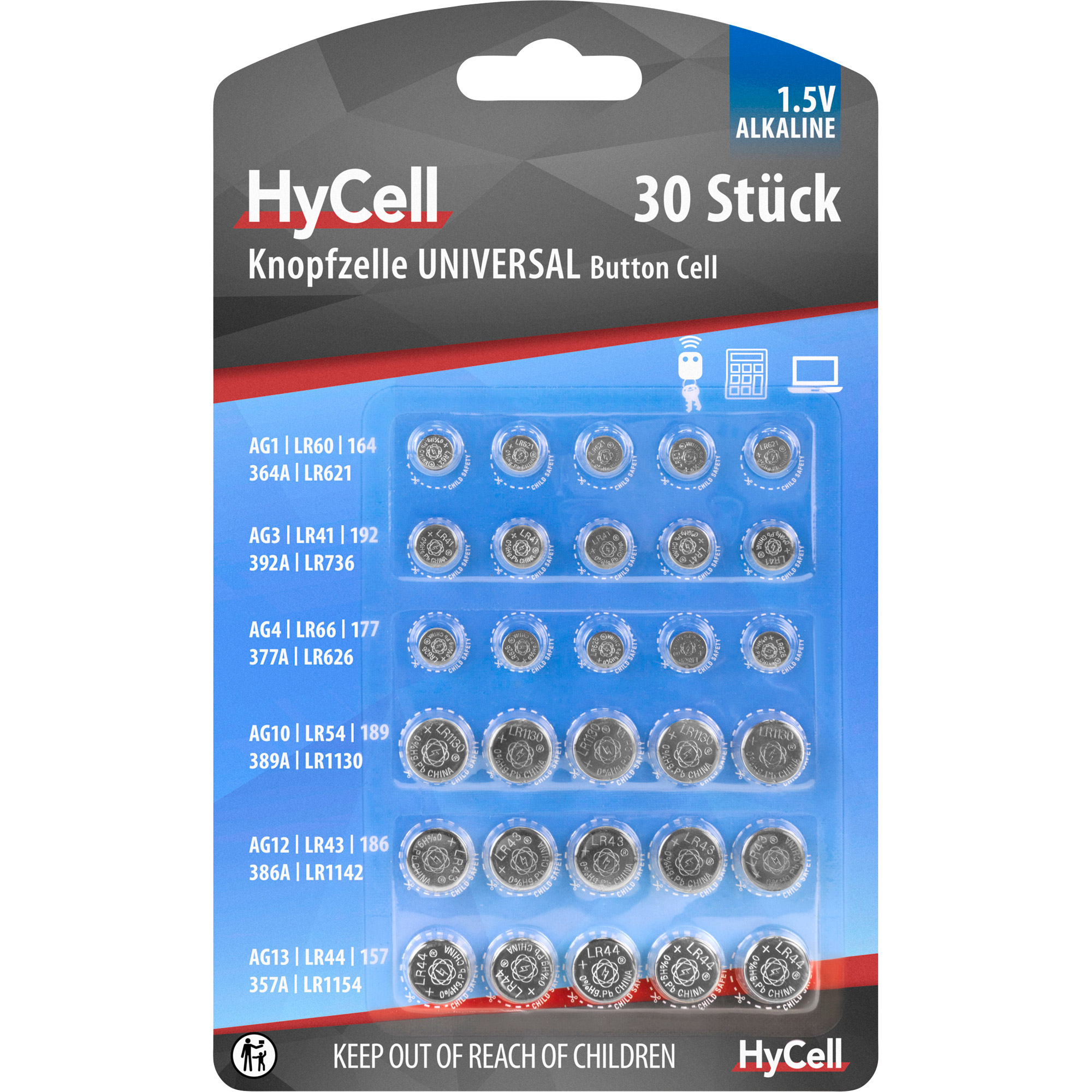 ANSMANN 5015473 Knopfzellen-Set HyCell Alkaline, 30-teilig ANSMANN 5015473 Knopfzellen-Set HyCell Alkaline, 30-teilig