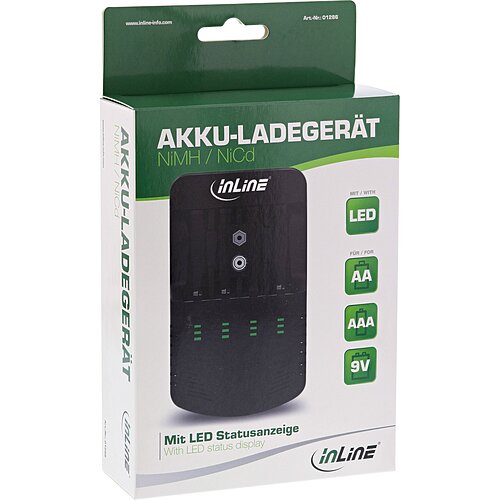 Inline® Stecker Ladegerät NiCd+NiMH AA und AAA