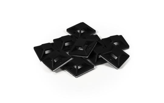 Kabelsockel McPower für Kabelbinder 20x20mm, schwarz, selbstklebend, 10er-Pack