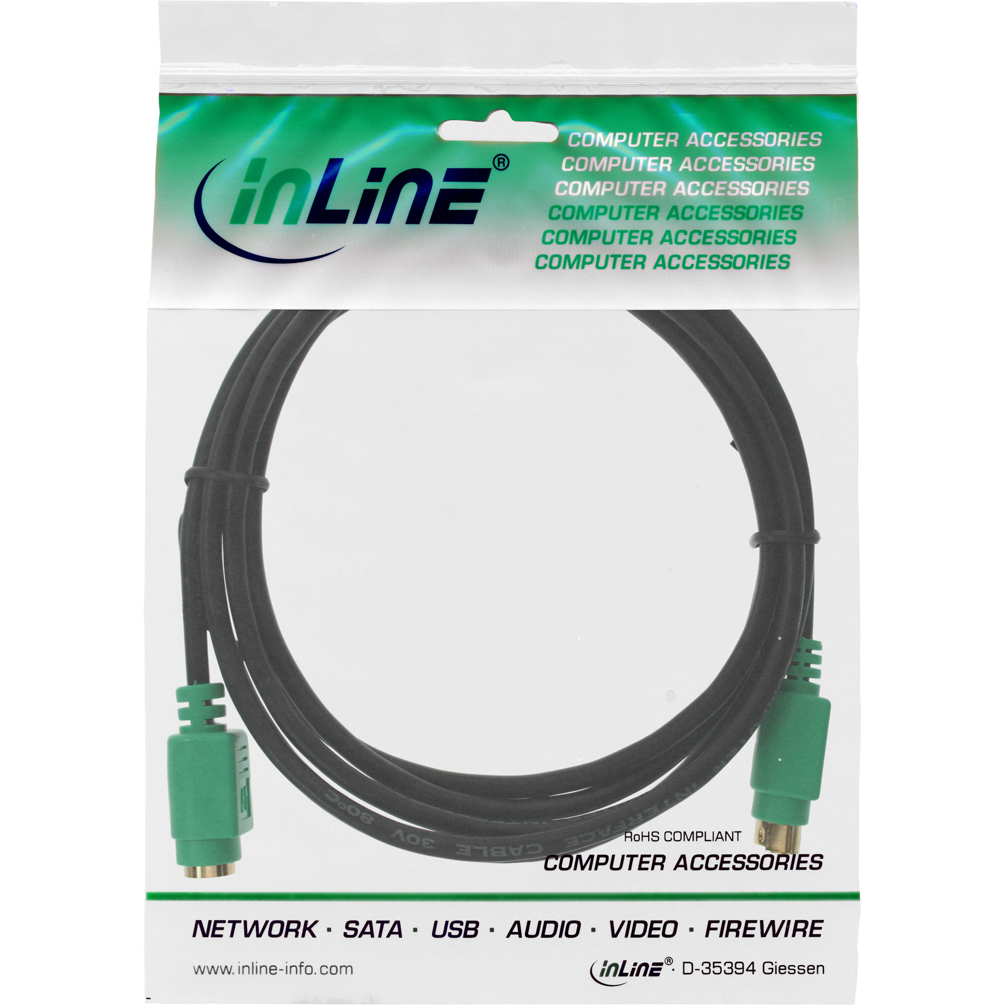 Inline® PS/2 VerLängerung, Stecker / Buchse, PC99, grüne Stecker, PREMIUM, 3m Inline® PS/2 VerLängerung, Stecker / Buchse, PC99, grüne Stecker, PREMIUM, 3m