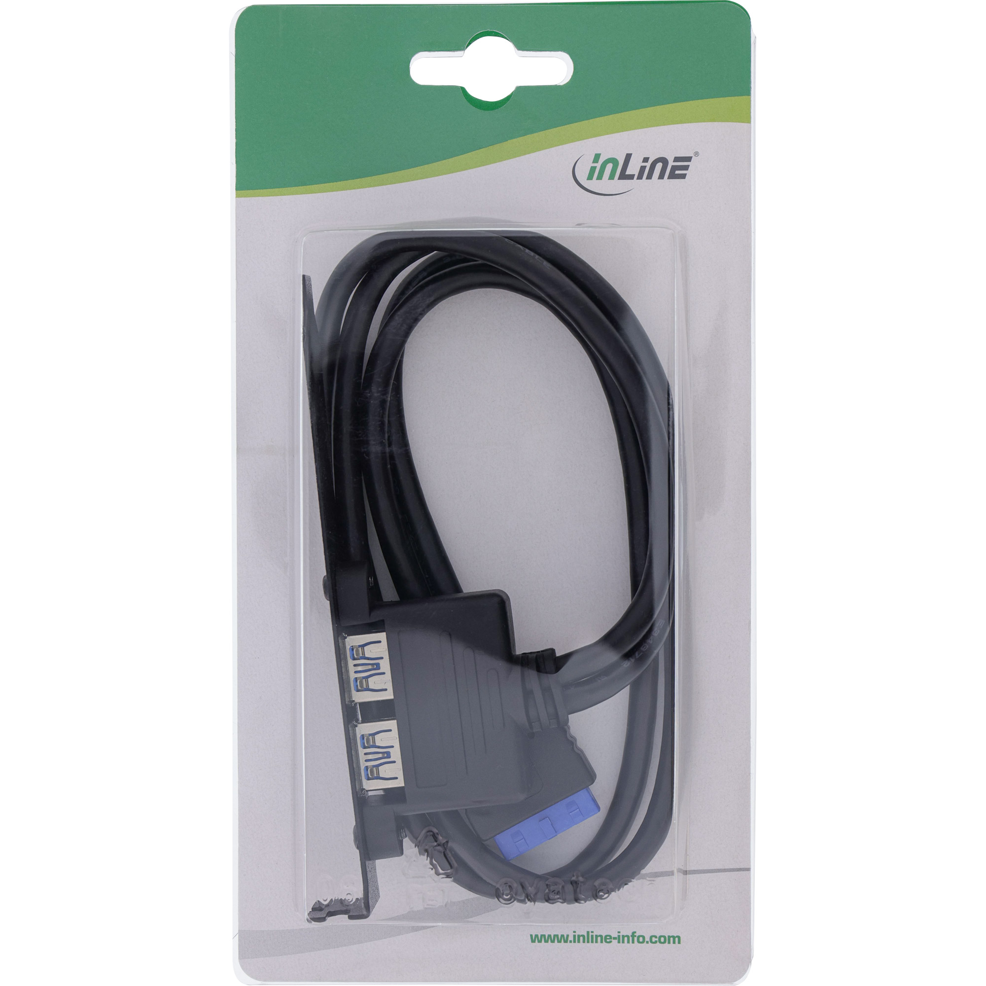 Inline® Slotblech USB 3.0, 2x USB Buchse auf intern Mainboardanschluss 0,5m