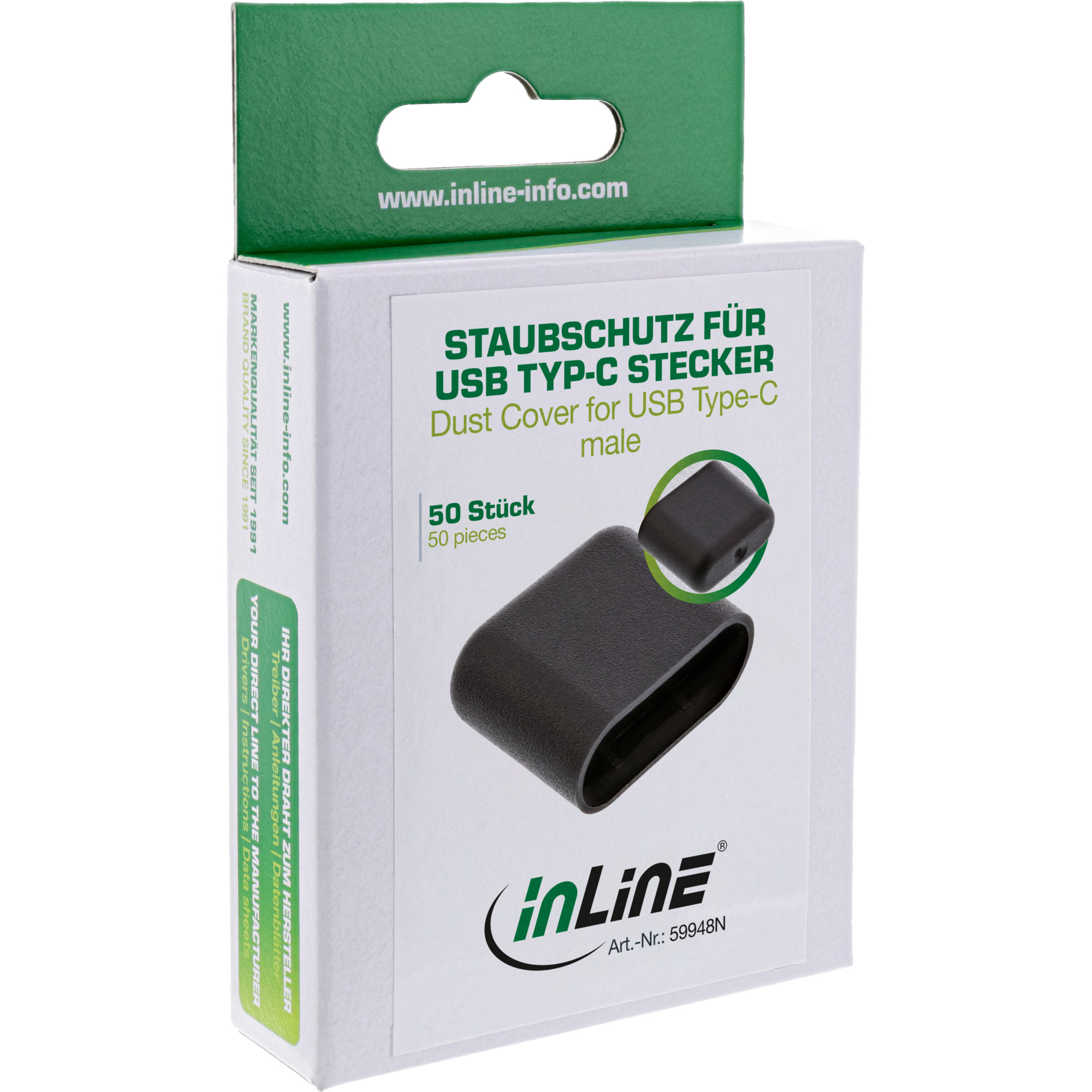 Inline® Staubschutz, für USB-C Stecker, schwarz 50er Pack