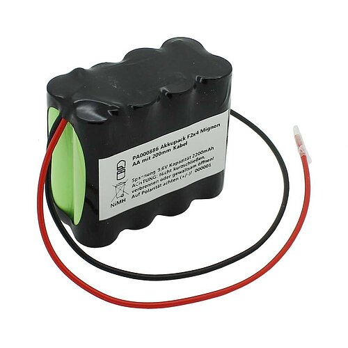 Akkupack NiMH 9,6V 2200mAh F2x4 Mignon AA mit 200mm Kabel