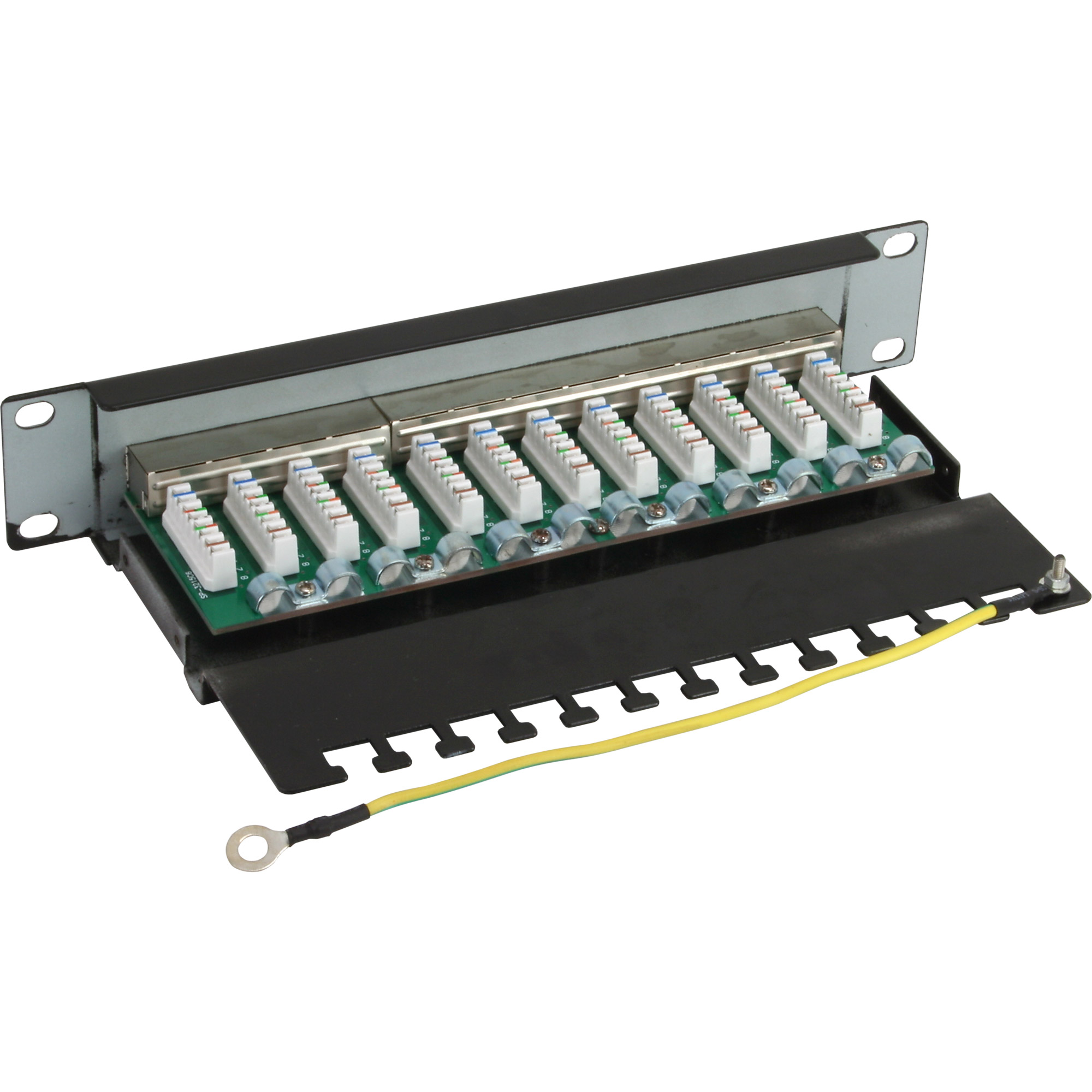 Inline® Patchfeld Cat.6, 12-fach, 10" 1HE, schwarz, RAL9005