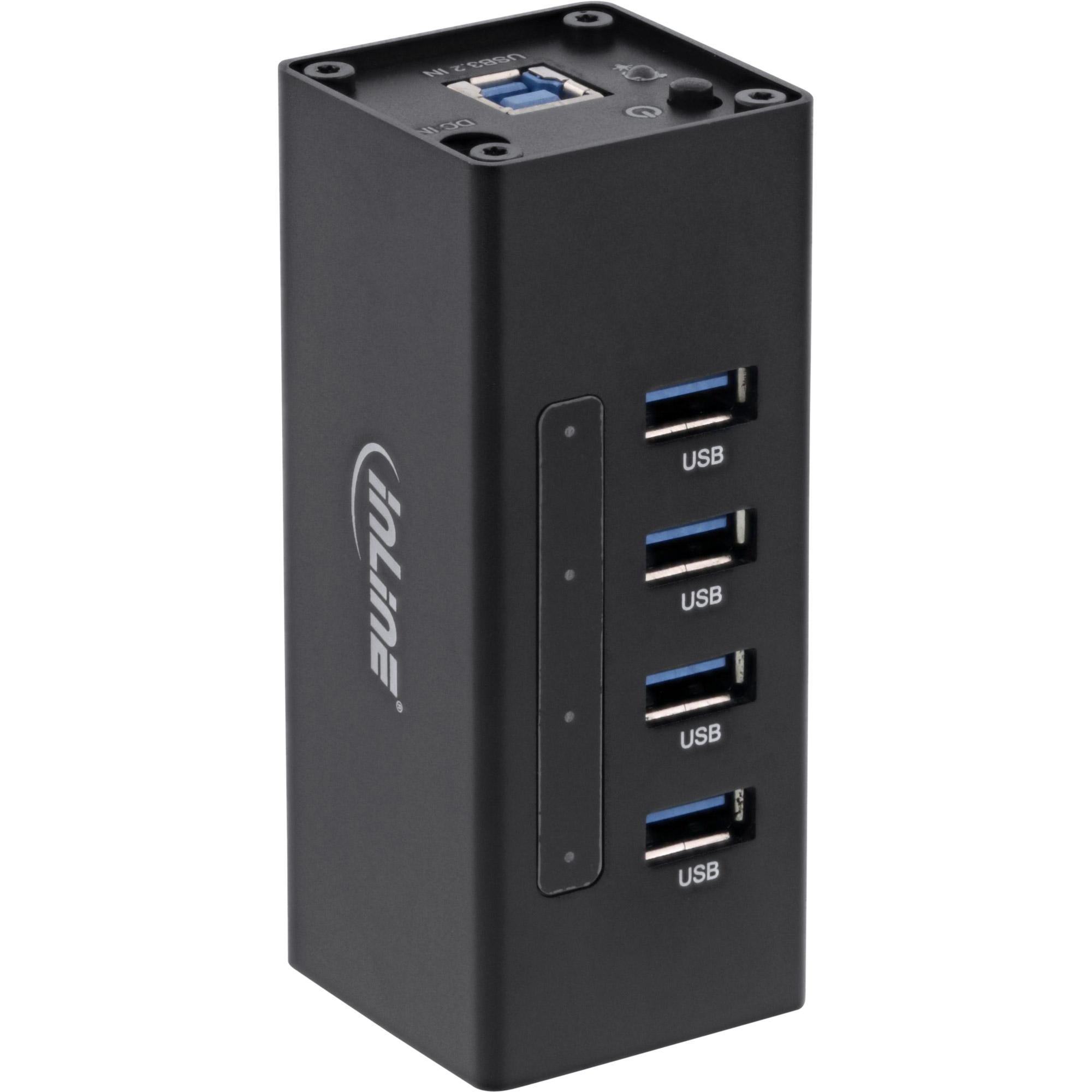 Inline® USB 3.0 Hub, 4 Port, Aluminiumgehäuse, schwarz, mit 2,5A Netzteil Inline® USB 3.0 Hub, 4 Port, Aluminiumgehäuse, schwarz, mit 2,5A Netzteil
