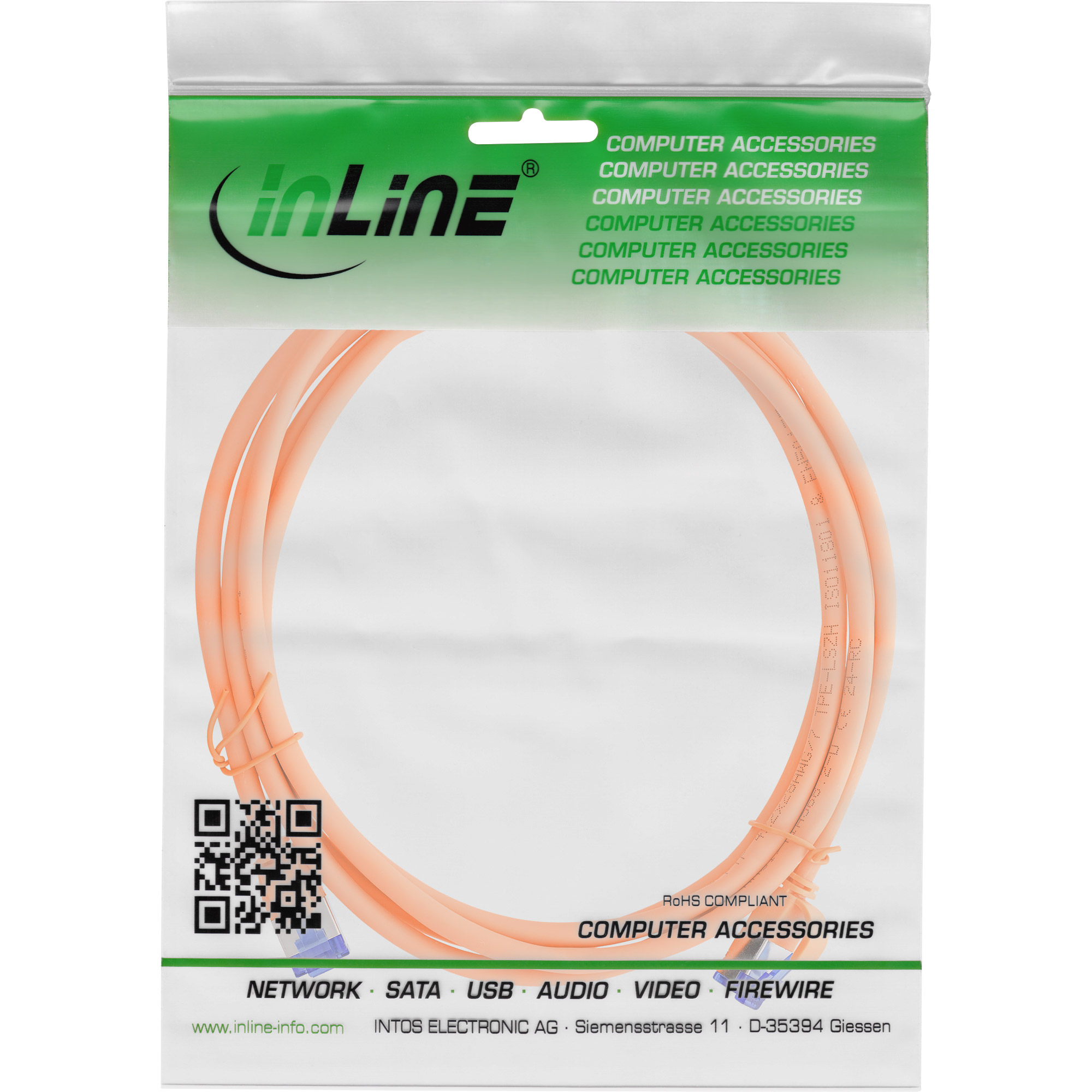 InLine® Patchkabel Slim, Cat.6A, S/FTP, TPE (LSZH) flexibel, PoE, orange, 30m InLine® Patchkabel Slim, Cat.6A, S/FTP, TPE (LSZH) flexibel, PoE, orange, 30m