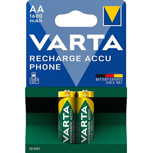2x Varta NiMH AA Mignon 1600mAh HR6 Akku für DECT Telefon T399