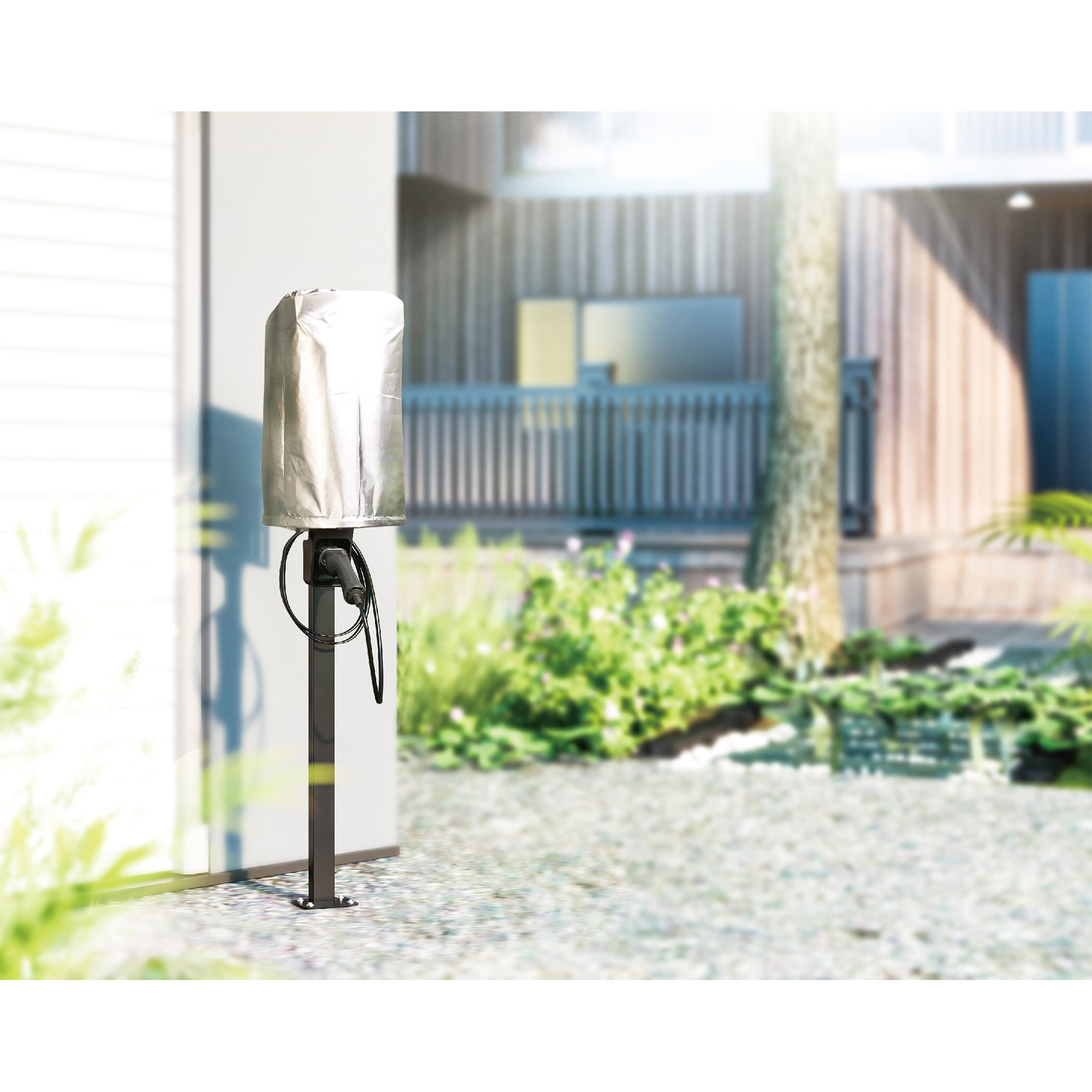 Inline® Universal Wallbox-Standfuß mit EV-Ladekabel Halterung, schwarz
