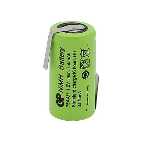 GP75AAH NiMH-Akku 2/3AA 1,2V 750mAh mit Lötfahnen Z-Form