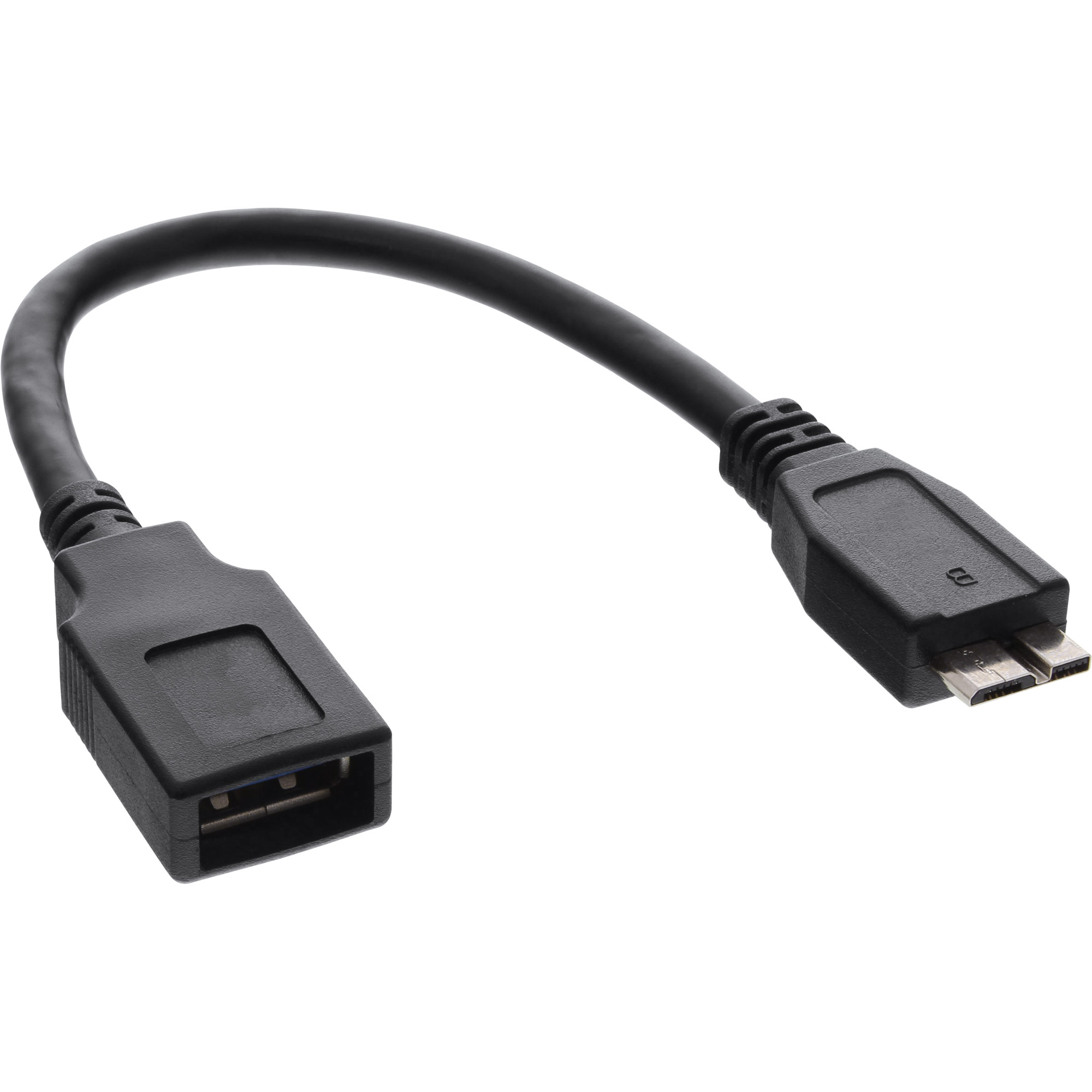 Inline® Micro-USB 3.0 OTG Adapterkabel, Micro-B Stecker an USB A Buchse, 0,15m