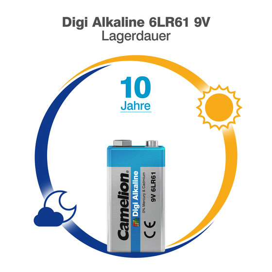Camelion Digi 9V Block 6LR61 Alkaline Batterie - 1er Blisterkarte