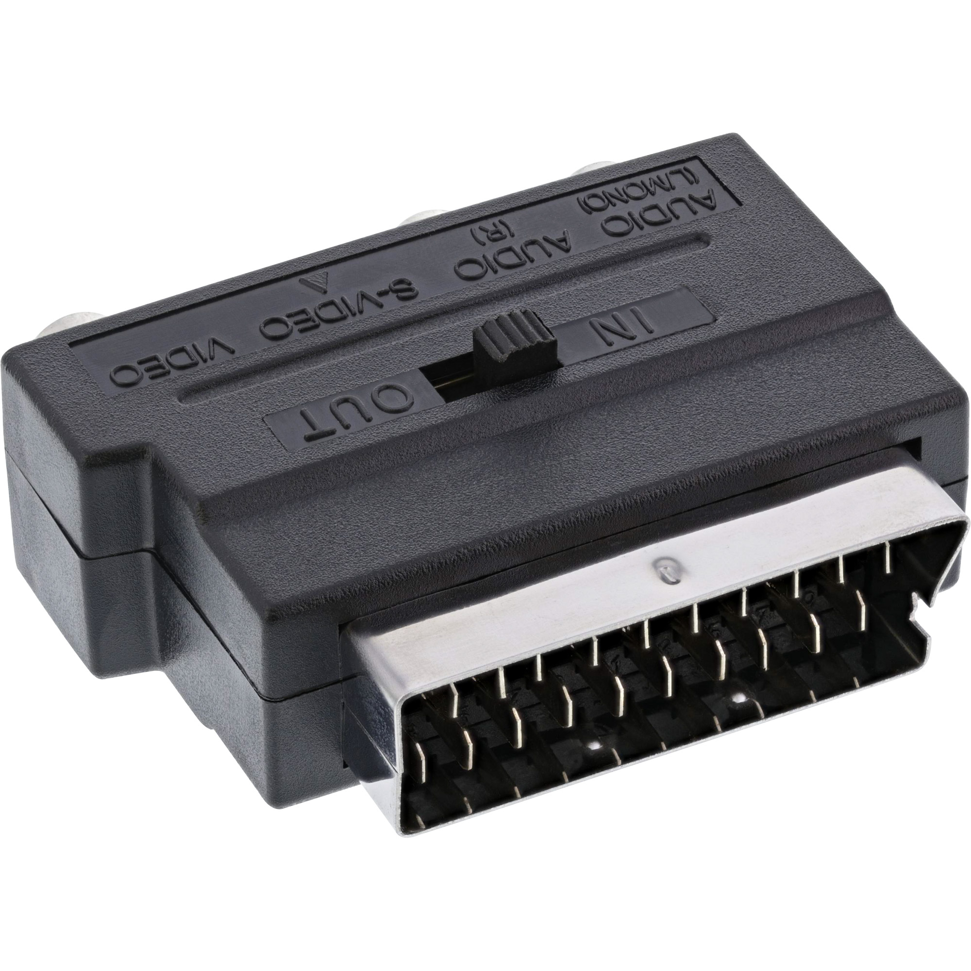 Inline® Scart Adapter, Scart (in/out) an 3x Cinch Buchse und 1x S-VHS Buchse