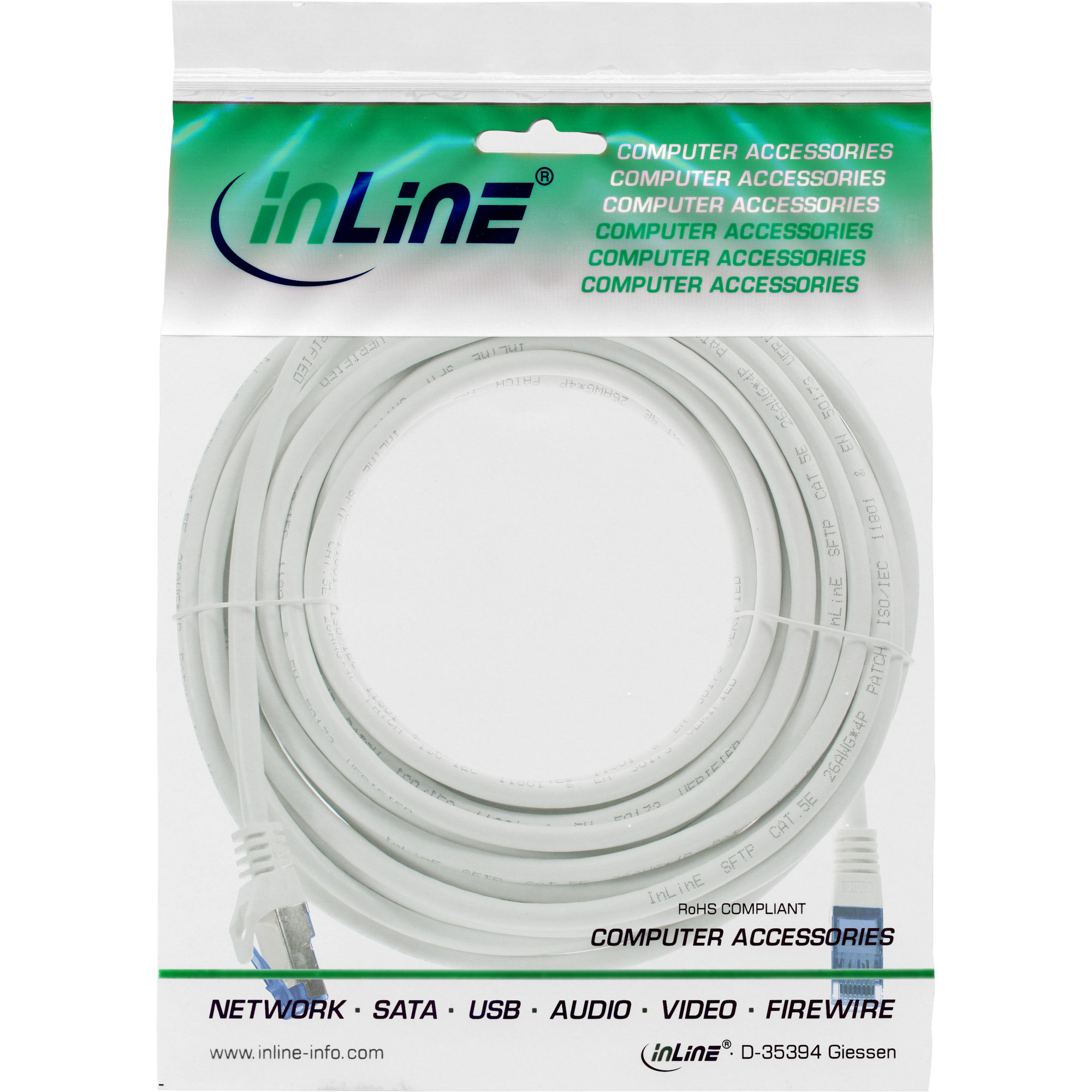 Inline® Patchkabel, Cat.6A, S/FTP, TPE flexibel, weiß, 7,5m Inline® Patchkabel, Cat.6A, S/FTP, TPE flexibel, weiß, 7,5m