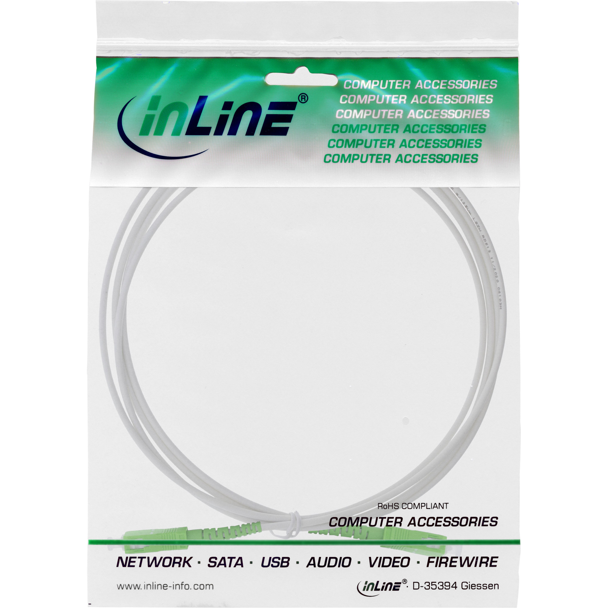 InLine LWL Simplex Kabel, FTTH, SC/APC 8° zu SC/APC 8°, 9/125µm, OS2, 3m