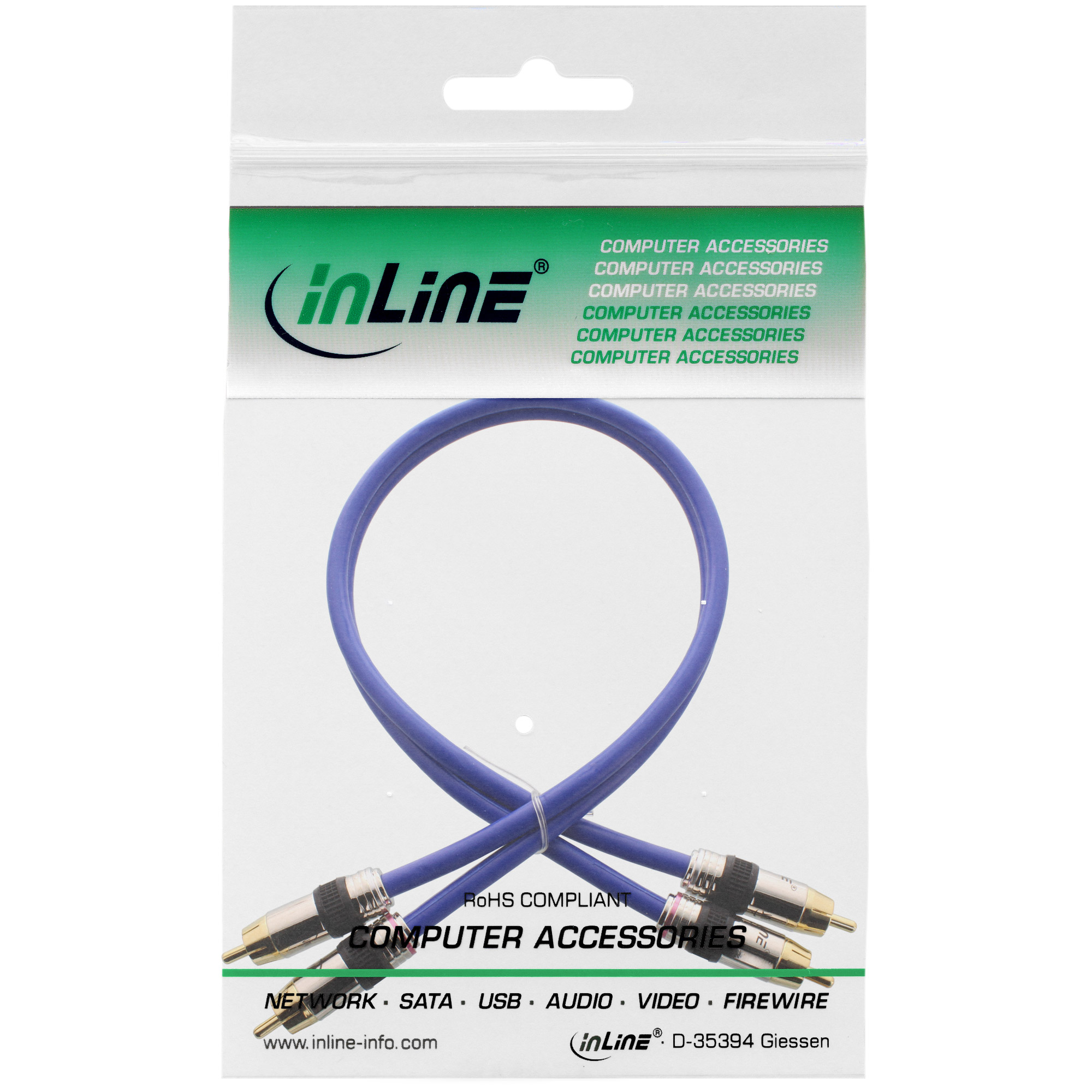 1m - Inline® Cinch Kabel AUDIO, PREMIUM, 2x Cinch Stecker / Stecker