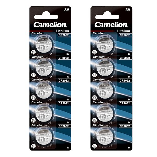 Camelion CR2032 Lithium Knopfzelle 3V - 10 Batterien - 2 x 5er Streifen