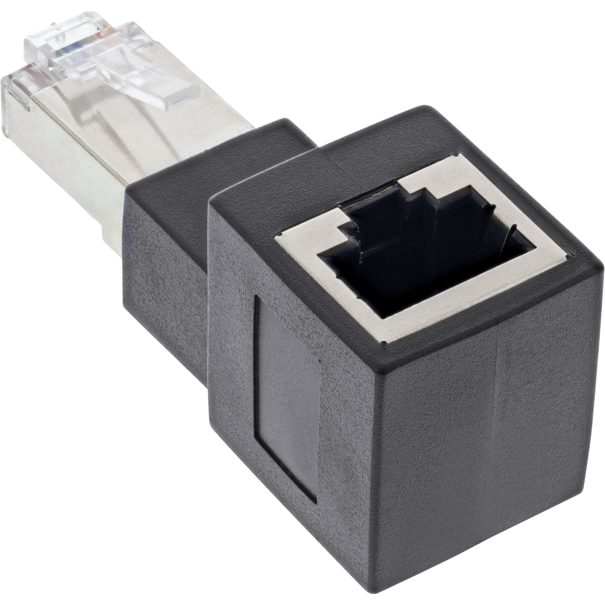 Inline® Patchkabel-Adapter Cat.6A, RJ45 Stecker/Buchse, 90° nach oben gewinkelt