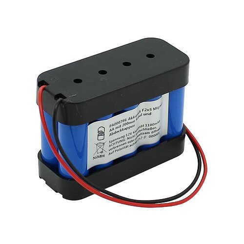 Akkupack NiMH 12V 1100mAh F2x5 Mignon AA mit 200mm Kabel und Abdeckkappen