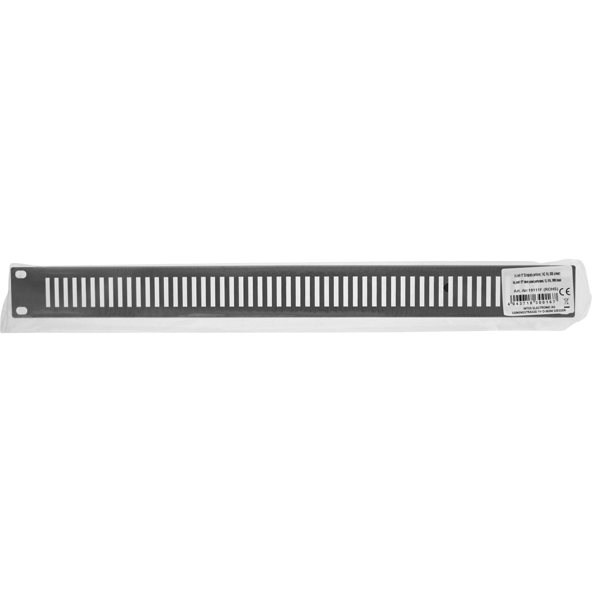 Inline® 19" Blindplatte perforiert, 2HE, RAL 9005 schwarz