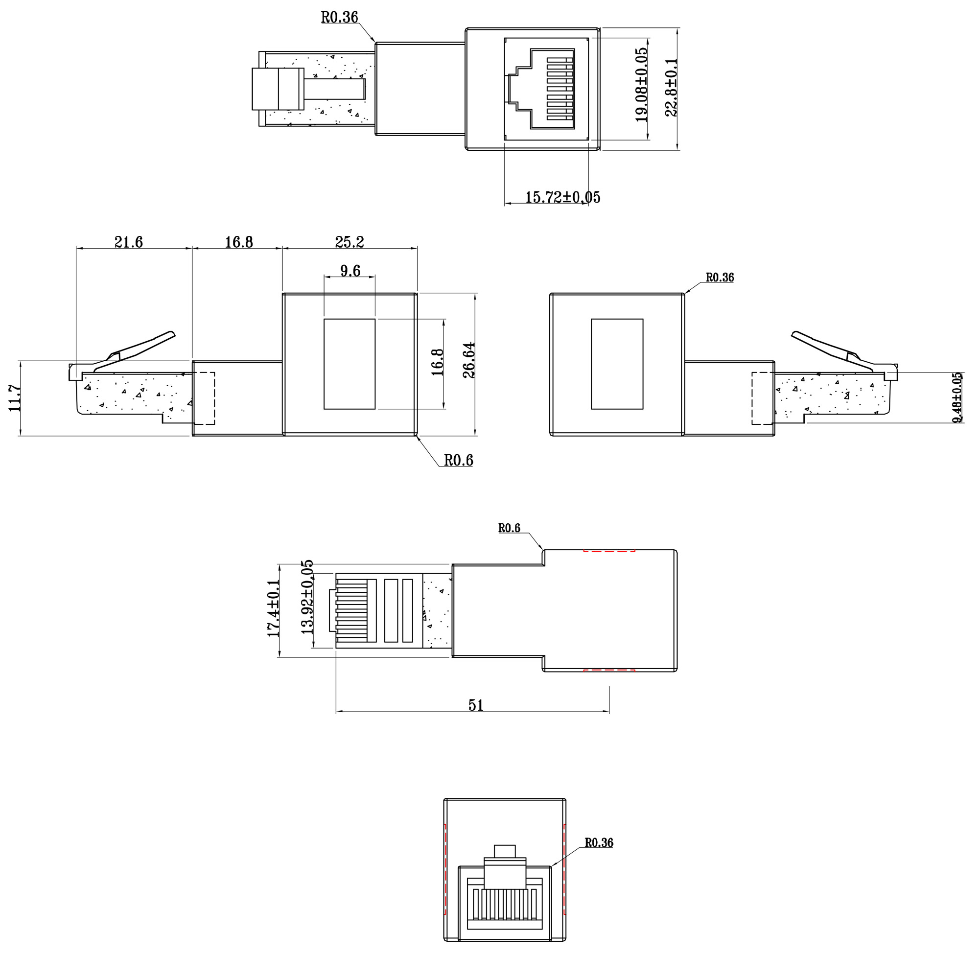 Inline® Patchkabel-Adapter Cat.6A, RJ45 Stecker/Buchse, 90° nach oben gewinkelt
