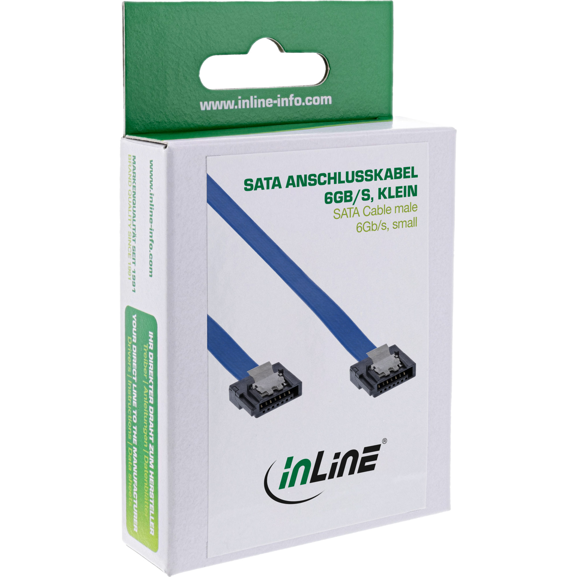 Inline® SATA 6Gb/s Anschlusskabel klein, mit Sicherheitslasche, 0,15m