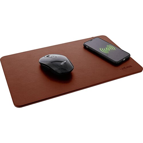 Inline® Maus-Pad, Wireless Charging, 370x225x7mm, braun