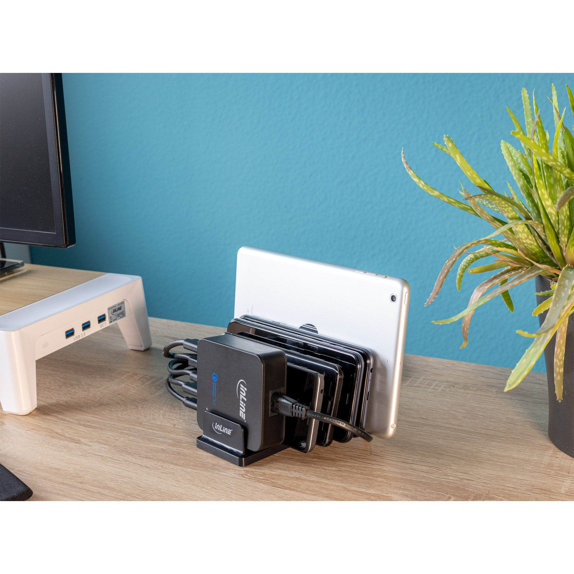 Inline® Multi-Stand mit 6 Fächern für Schreibtisch / Regal, schwarz