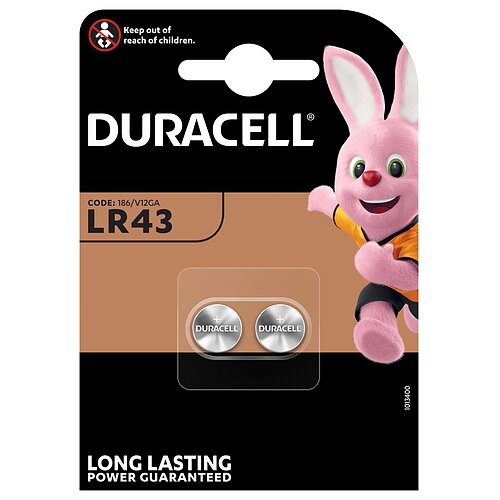 Duracell LR43 12GA LR1142 386 1.5V Alkaline Knopfzelle - 50 x 2er Verpackung